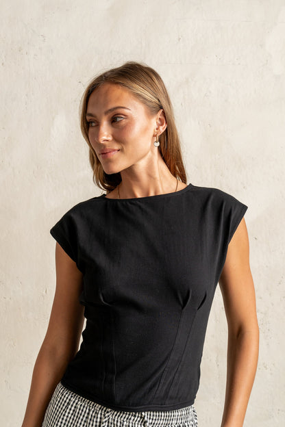 Tam Pleated Top in Black