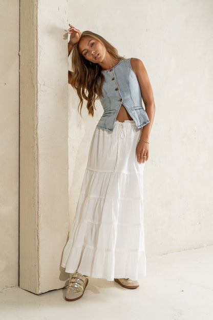 Mira Maxi Skirt in White - FINAL SALE