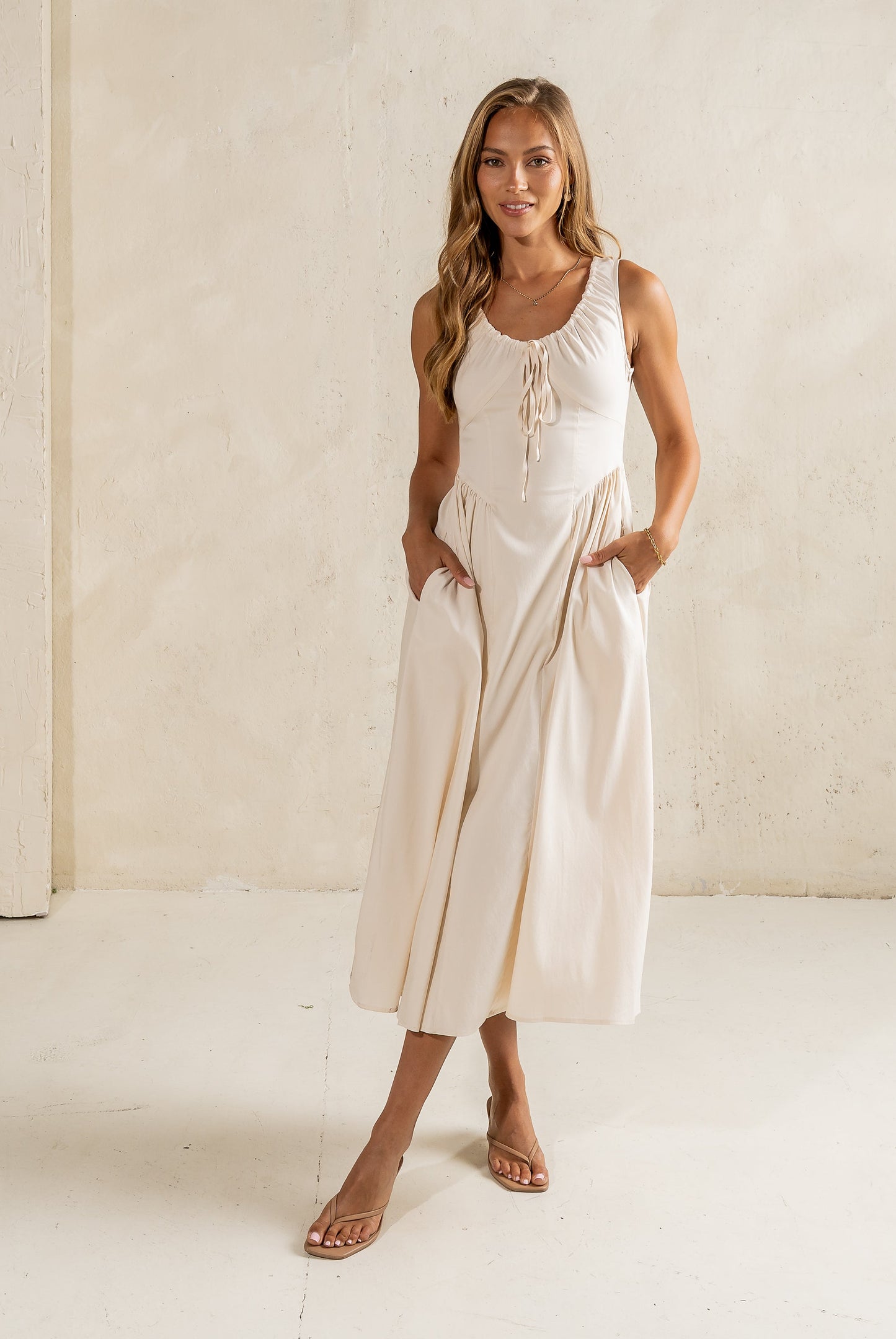 Barrett Midi Dress in Natural - FINAL SALE