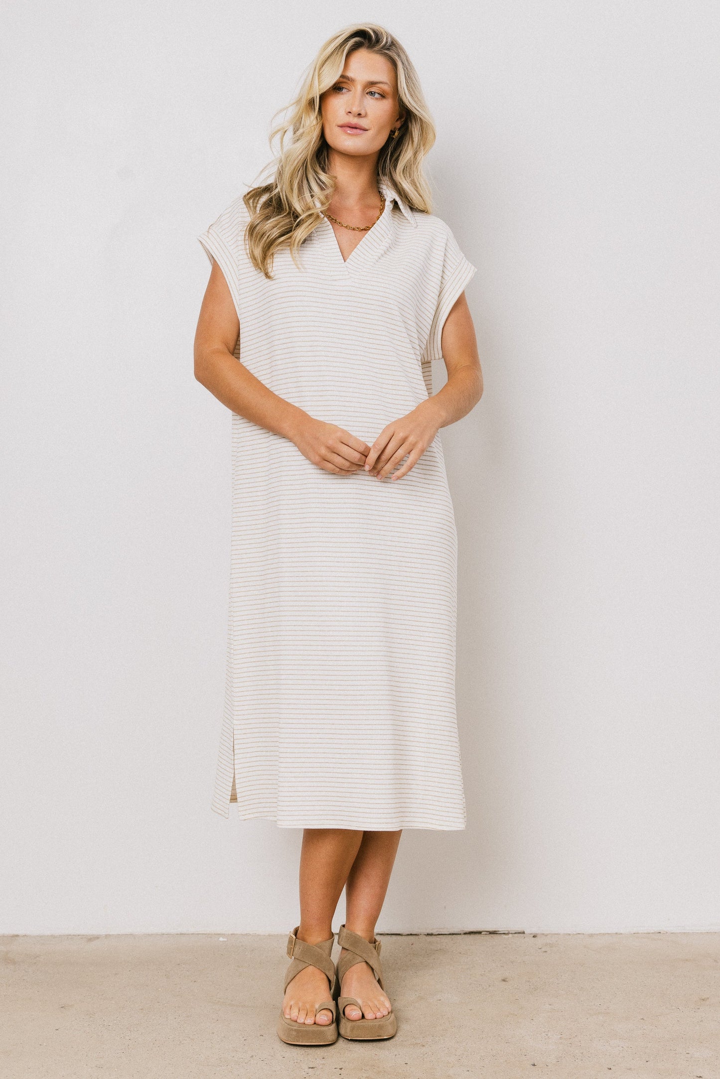 Elisa Striped Maxi Dress in Tan - FINAL SALE