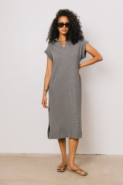 Elisa Striped Maxi Dress in Grey - FINAL SALE