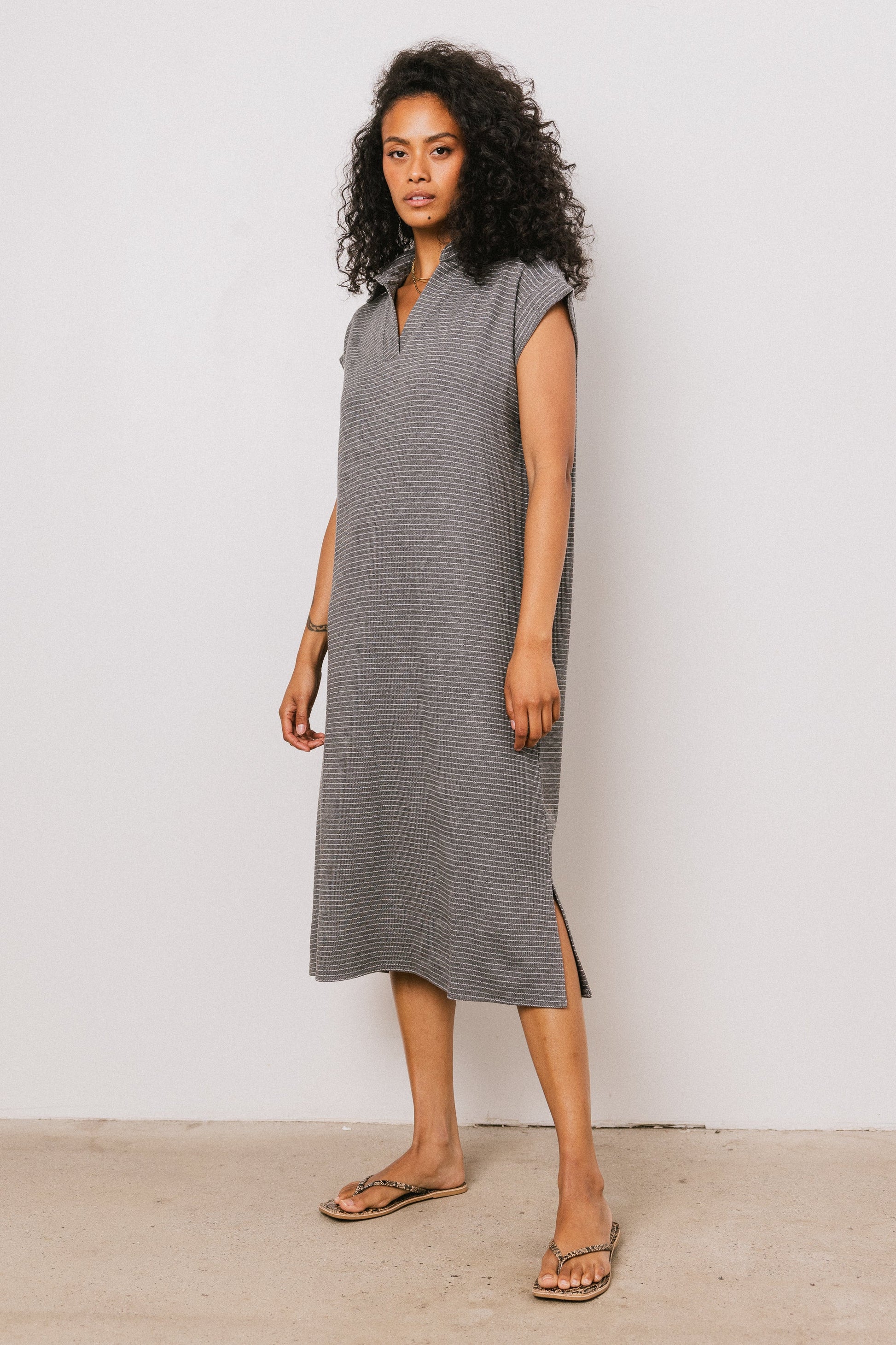 Elisa Striped Maxi Dress in Grey - FINAL SALE