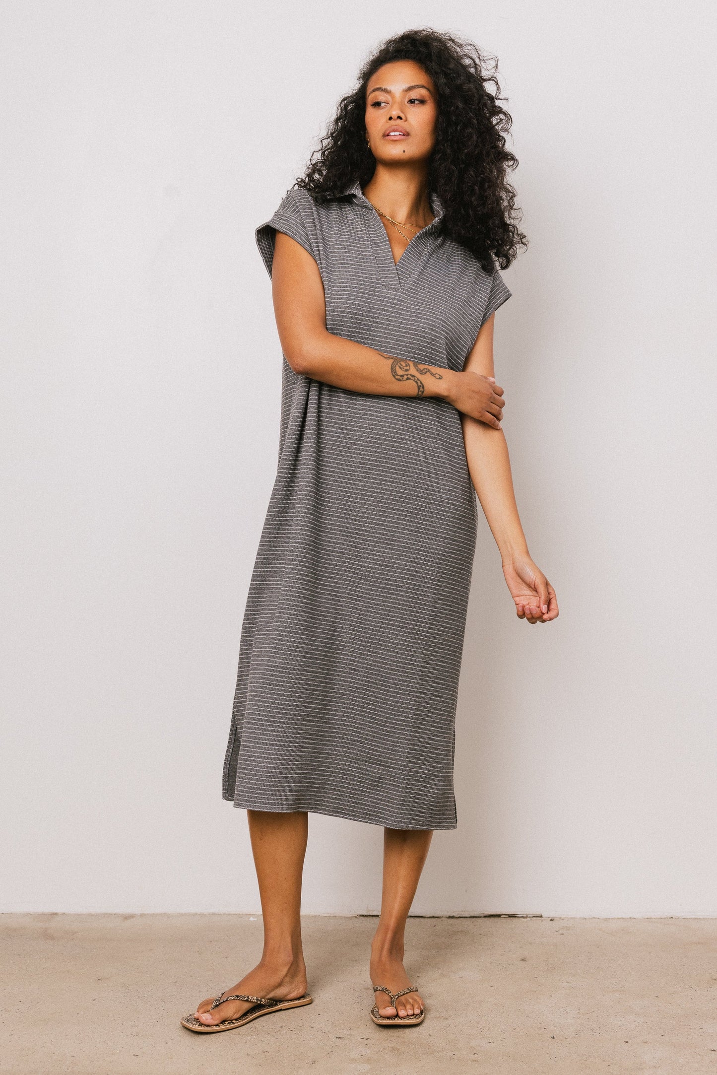 Elisa Striped Maxi Dress in Grey - FINAL SALE