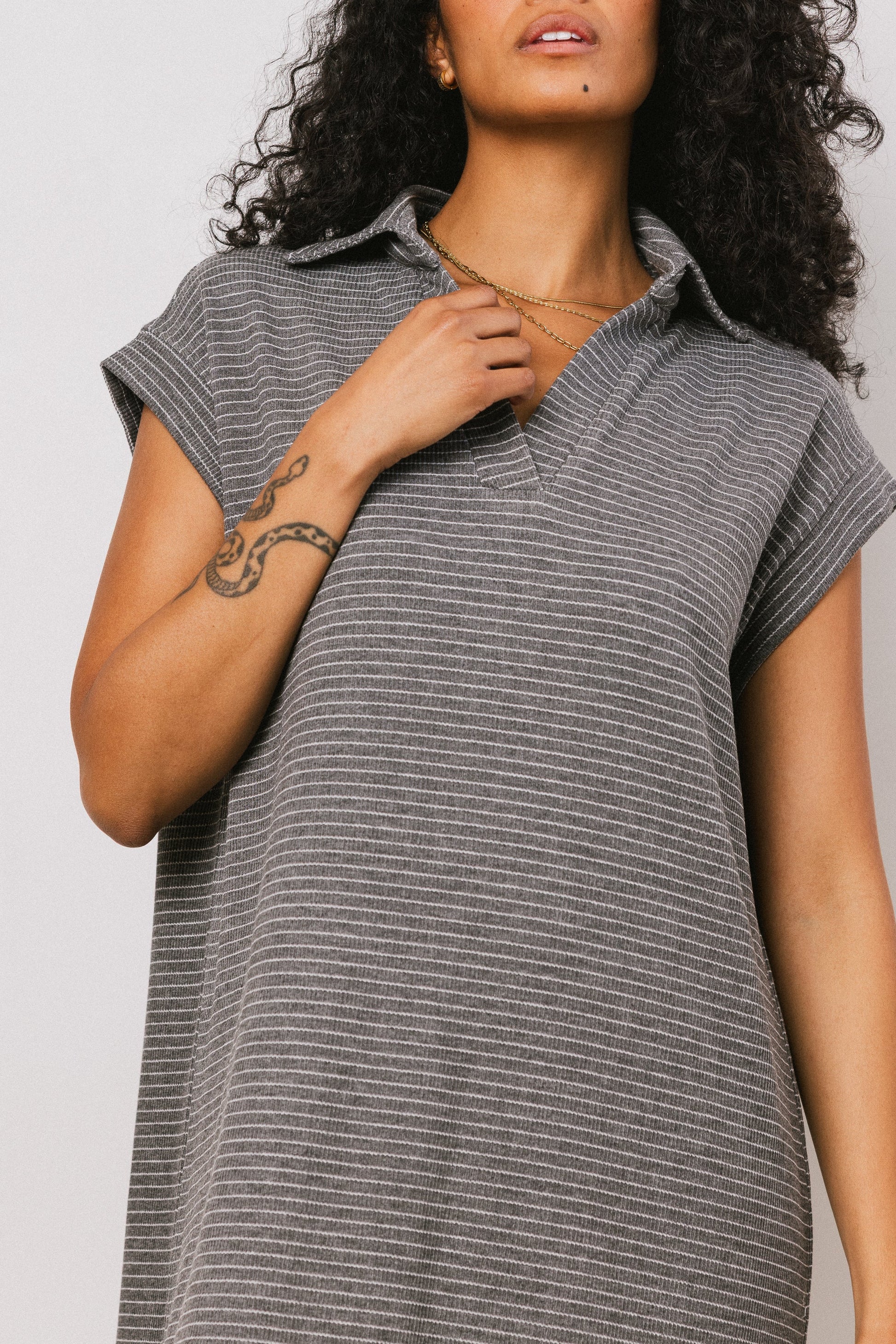 Elisa Striped Maxi Dress in Grey - FINAL SALE
