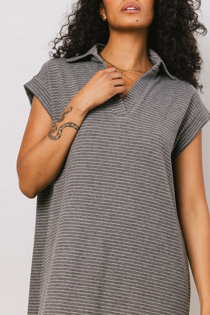 Elisa Striped Maxi Dress in Grey - FINAL SALE