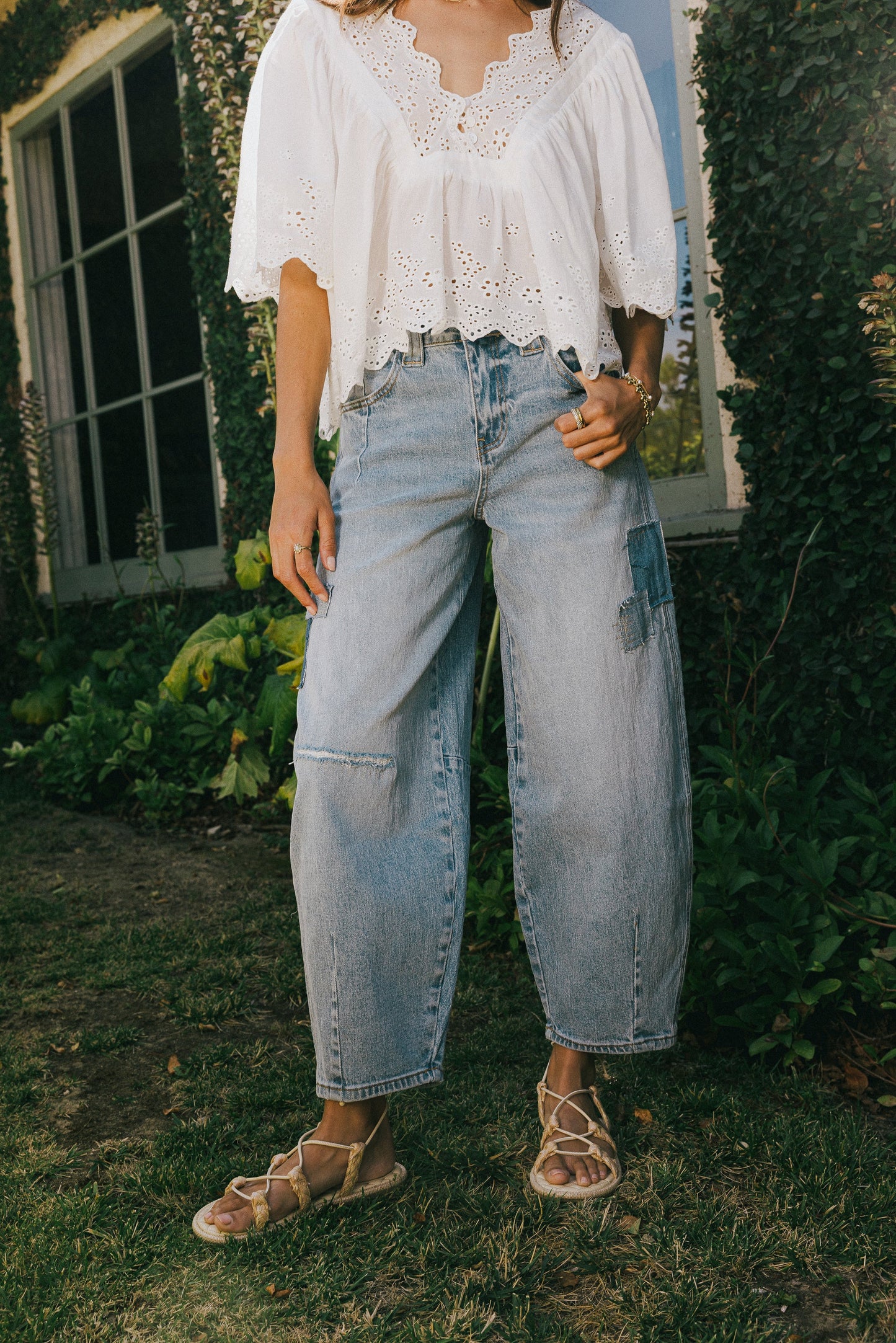 Jane Patchwork Barrel Jeans - FINAL SALE
