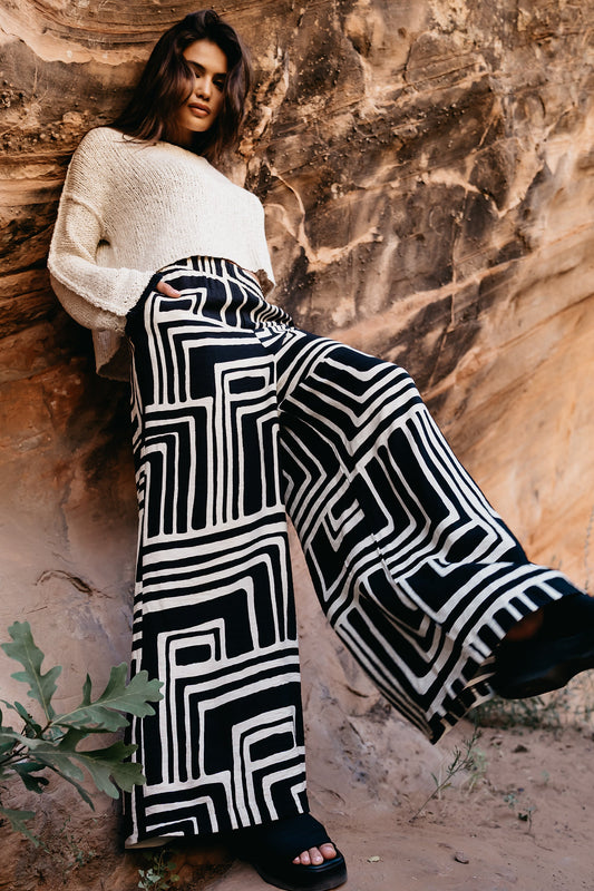 Noa Abstract Pants in Black - FINAL SALE