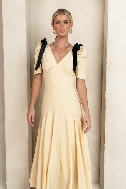 Nellie Drop Waist Maxi Dress in Yellow