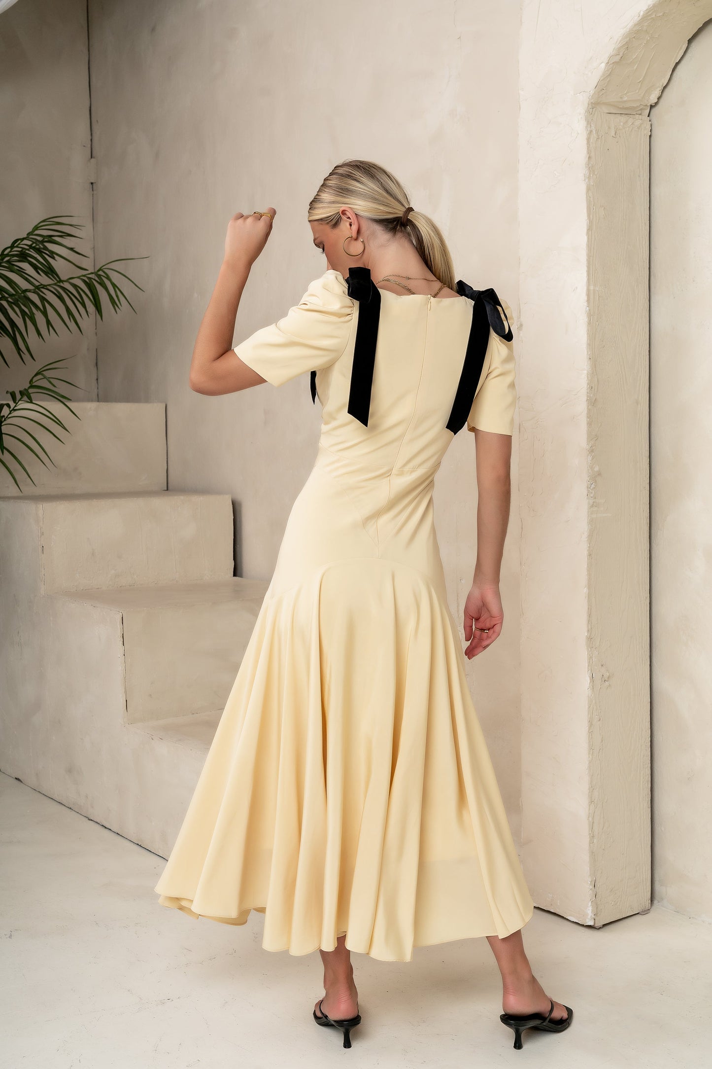 Nellie Drop Waist Maxi Dress in Yellow
