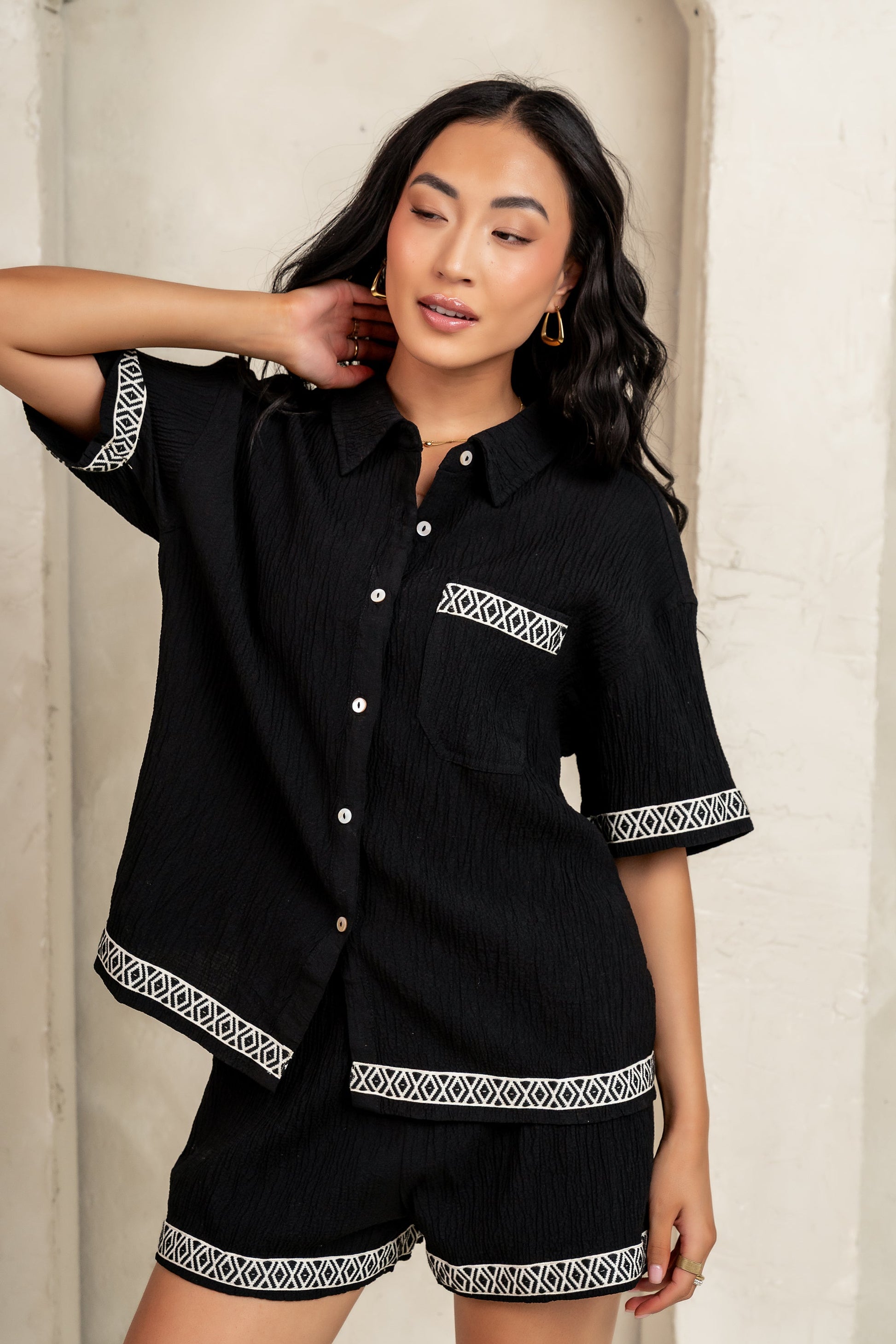 Charley Abstract Shorts in Black - FINAL SALE