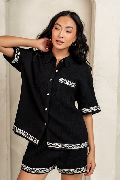 Charley Abstract Shorts in Black - FINAL SALE