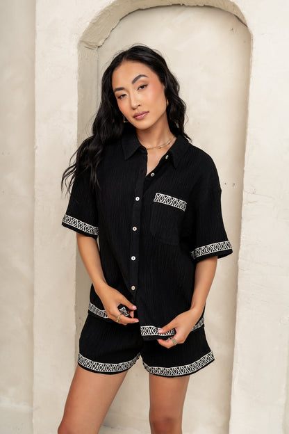 Charley Abstract Shorts in Black - FINAL SALE
