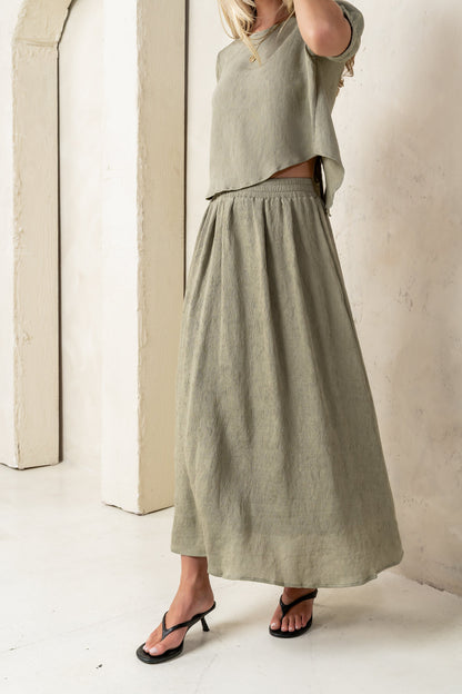 Elani Maxi Skirt in Olive - FINAL SALE