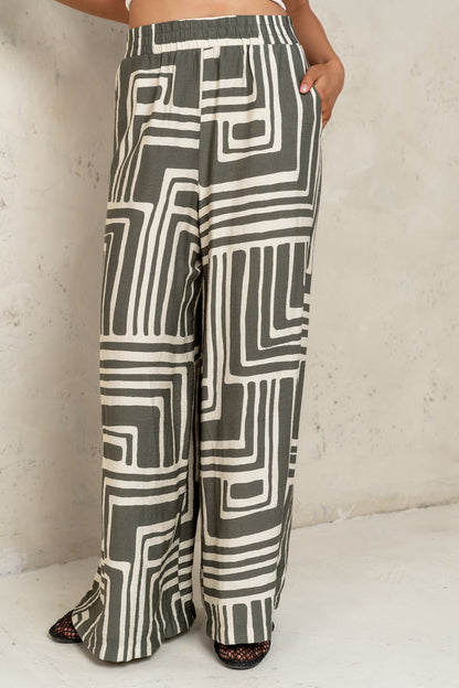 Noa Abstract Pants in Sage - FINAL SALE