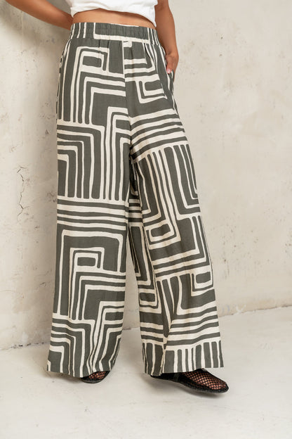 Noa Abstract Pants in Sage - FINAL SALE