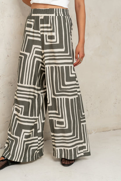 Noa Abstract Pants in Sage - FINAL SALE