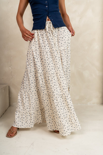 Marlee Floral Maxi Skirt in Cream - FINAL SALE