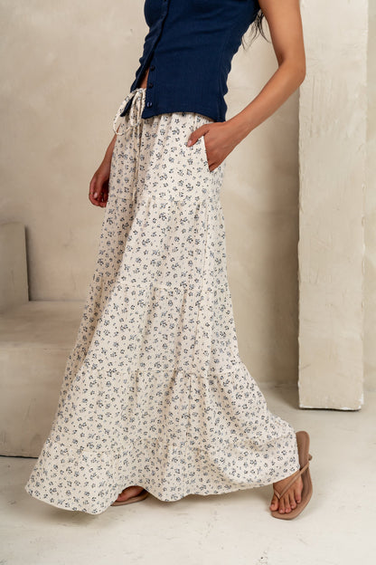 Marlee Floral Maxi Skirt in Cream - FINAL SALE