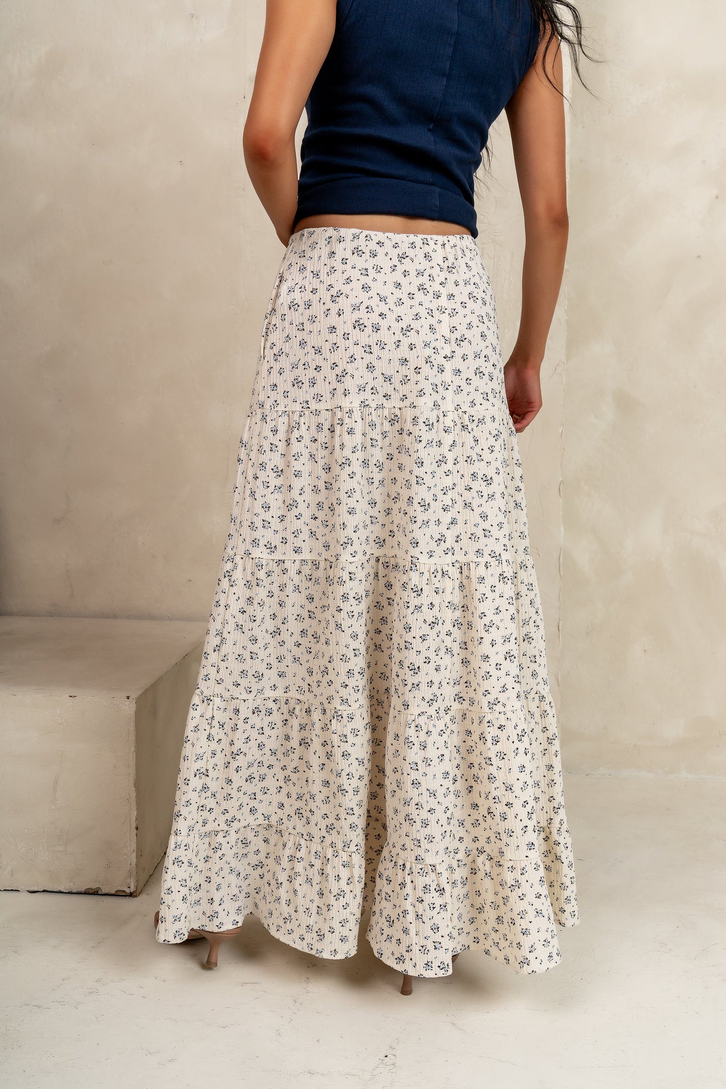 Marlee Floral Maxi Skirt in Cream - FINAL SALE