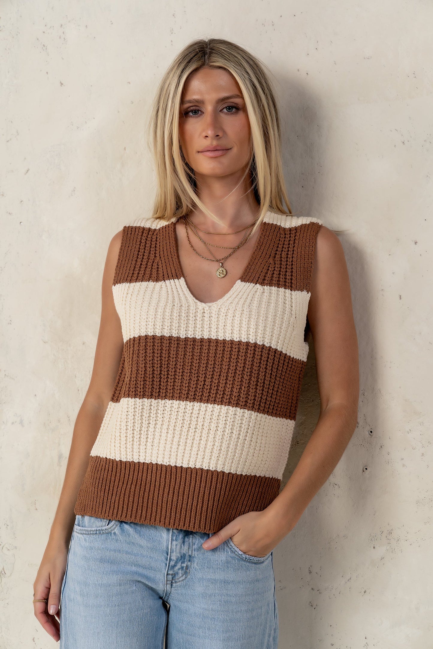 Yasmin Striped Sweater in Camel - FINAL SALE