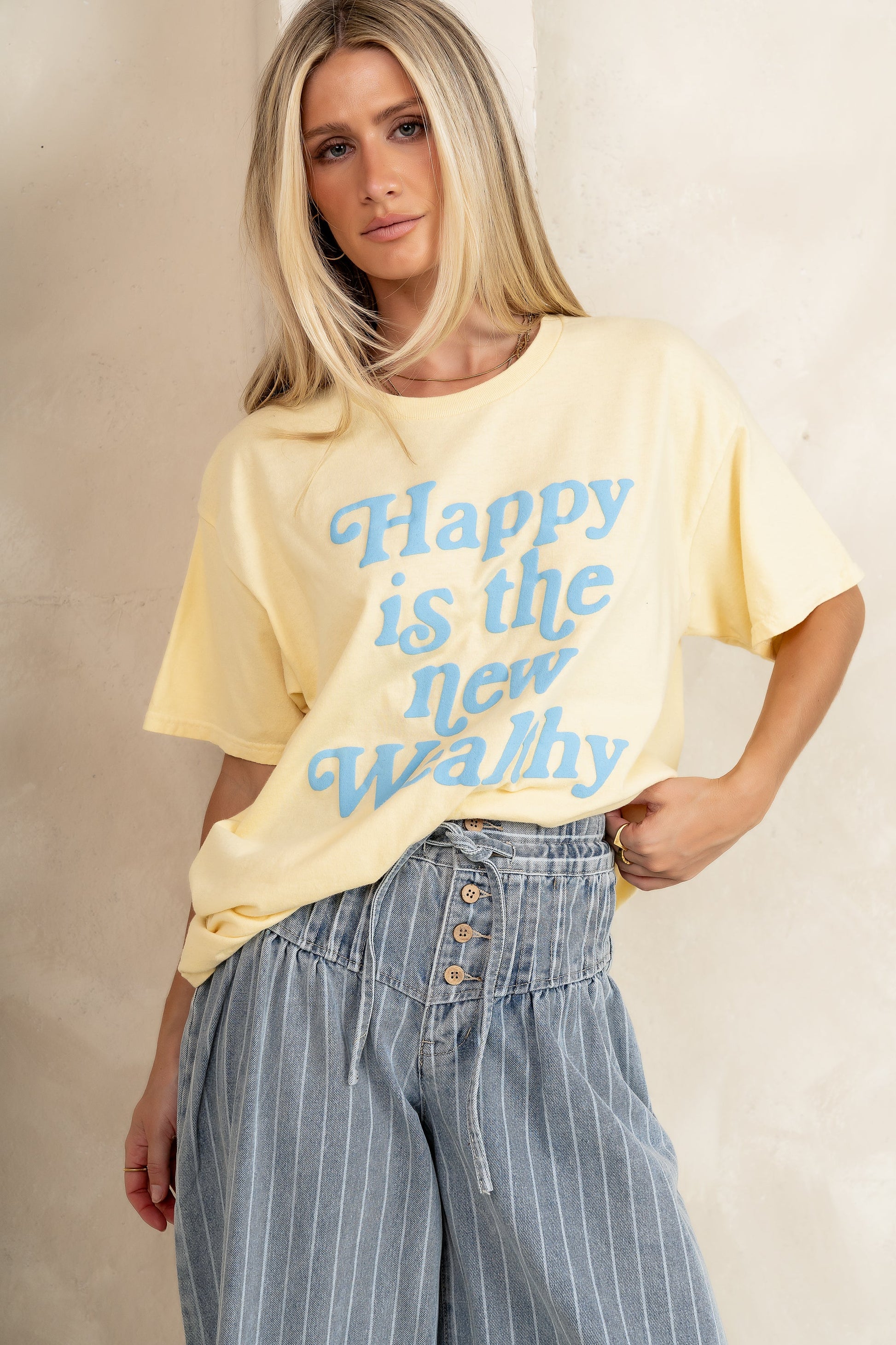 Happy Is The New Wealthy Graphic Tee - FINAL SALE