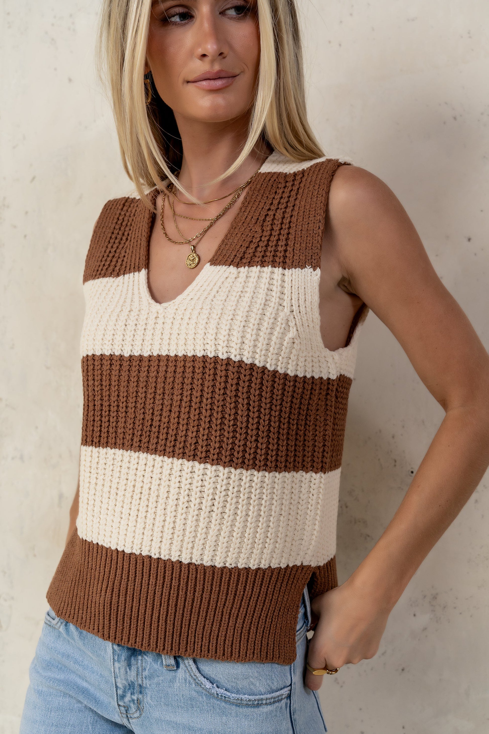Yasmin Striped Sweater in Camel - FINAL SALE