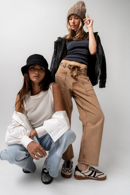 Jocelyn Barrel Jeans in Rust - FINAL SALE
