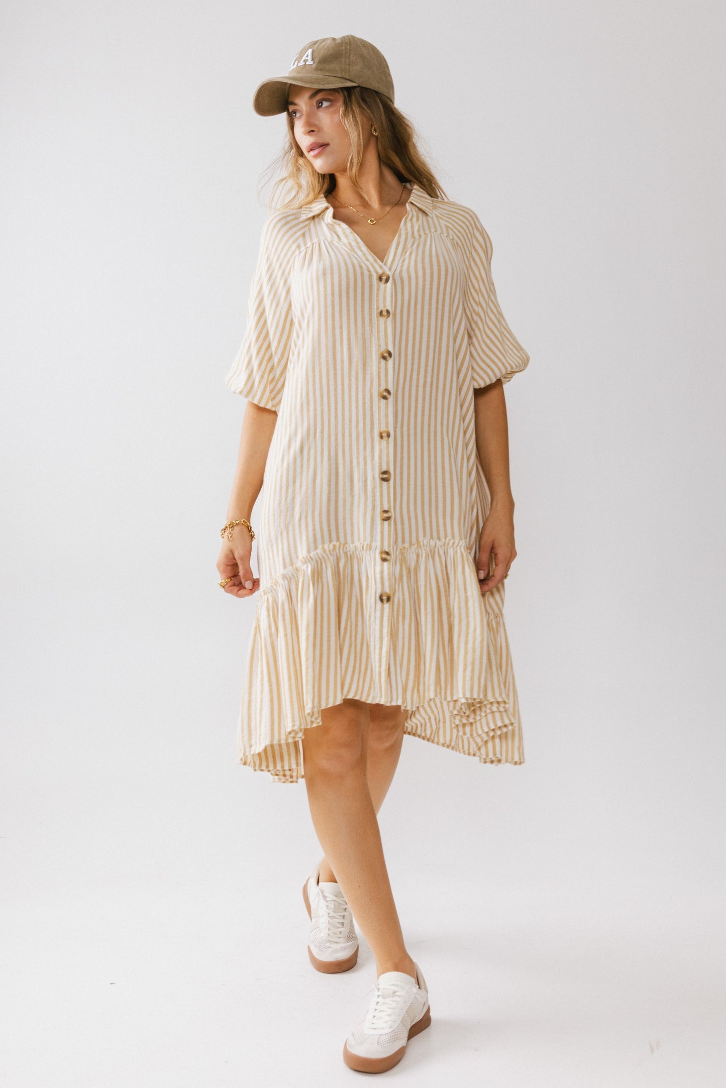 Theo Striped Midi Dress in Mustard - FINAL SALE