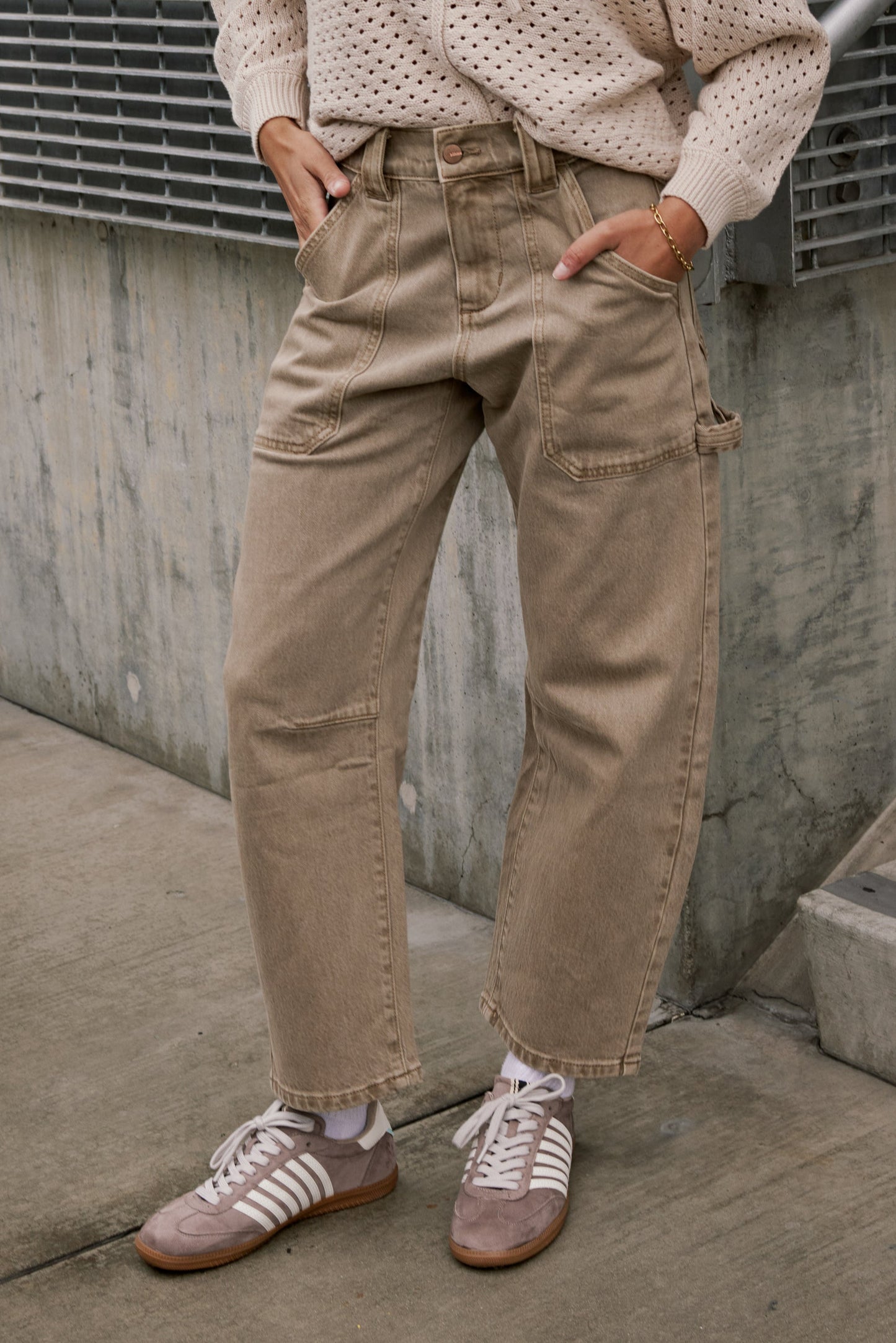 Scottie Barrel Jeans in Tan - FINAL SALE