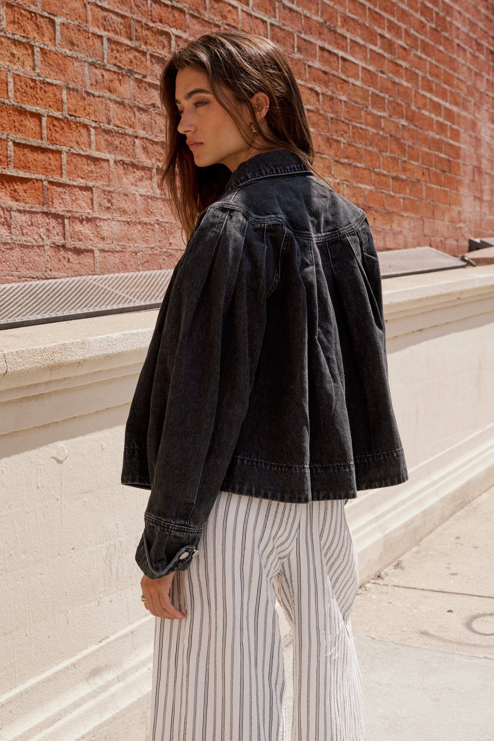 Lennon Denim Jacket in Washed Black - FINAL SALE