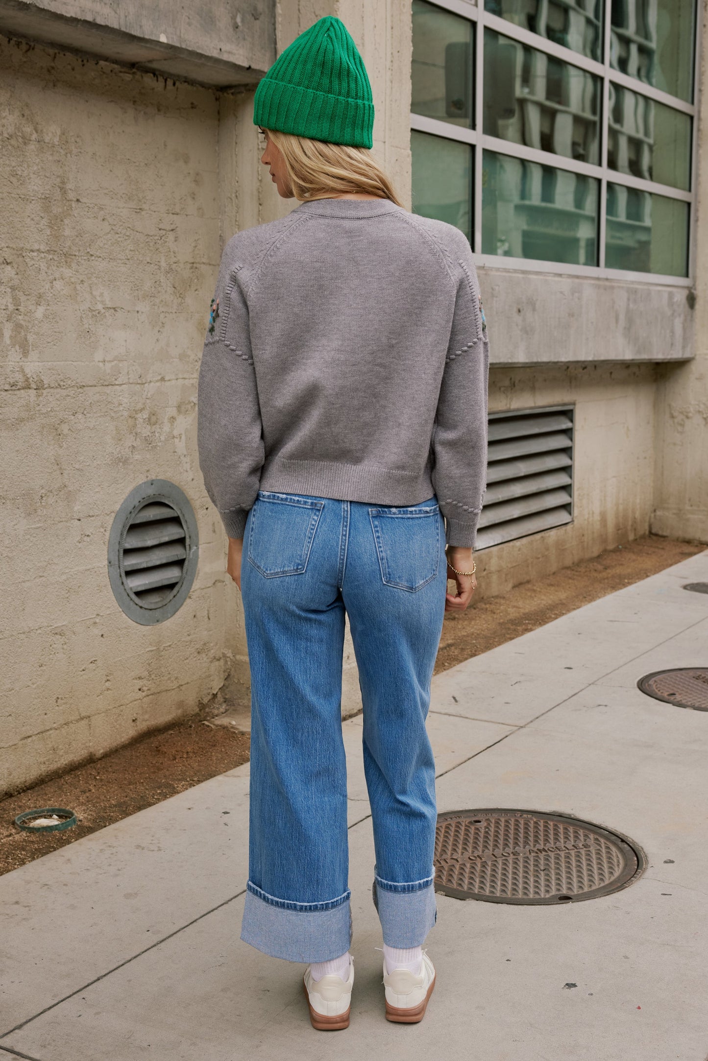 Jade Cuffed Wide Leg Jeans in Medium Wash - FINAL SALE