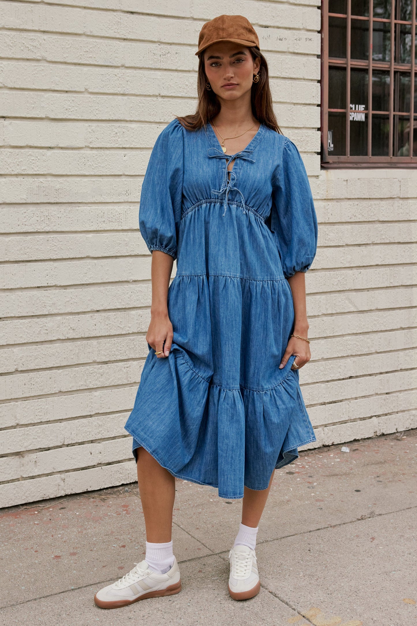 Nadia Midi Dress in Light Wash - FINAL SALE