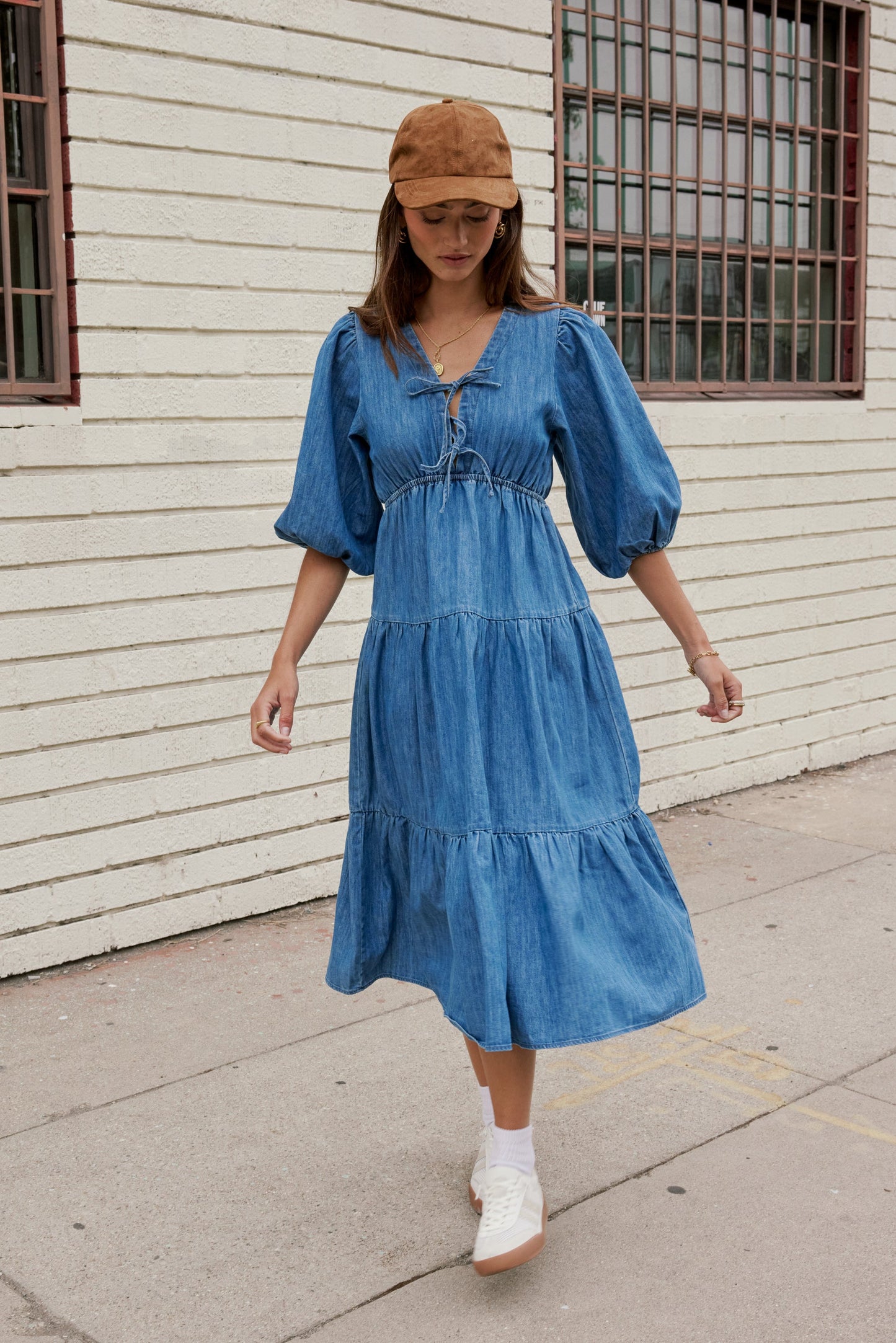 Nadia Midi Dress in Light Wash - FINAL SALE