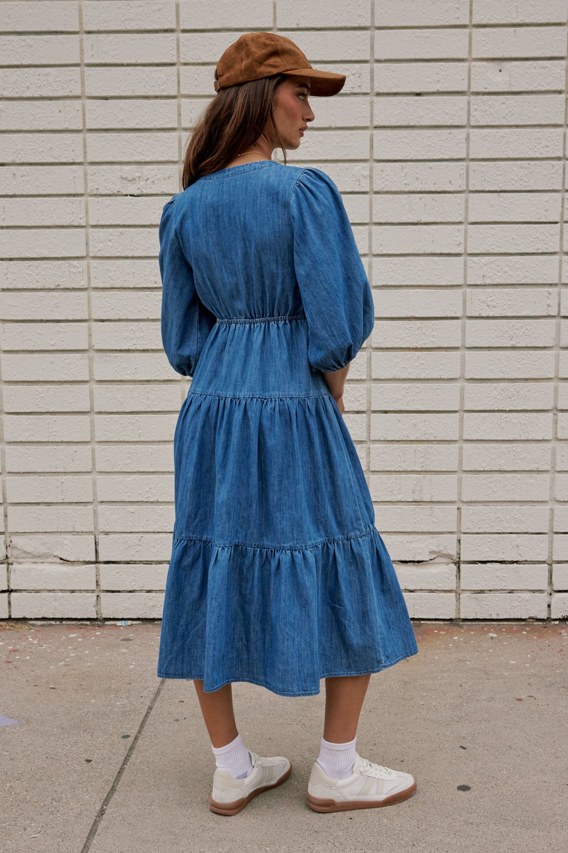 Nadia Midi Dress in Light Wash - FINAL SALE