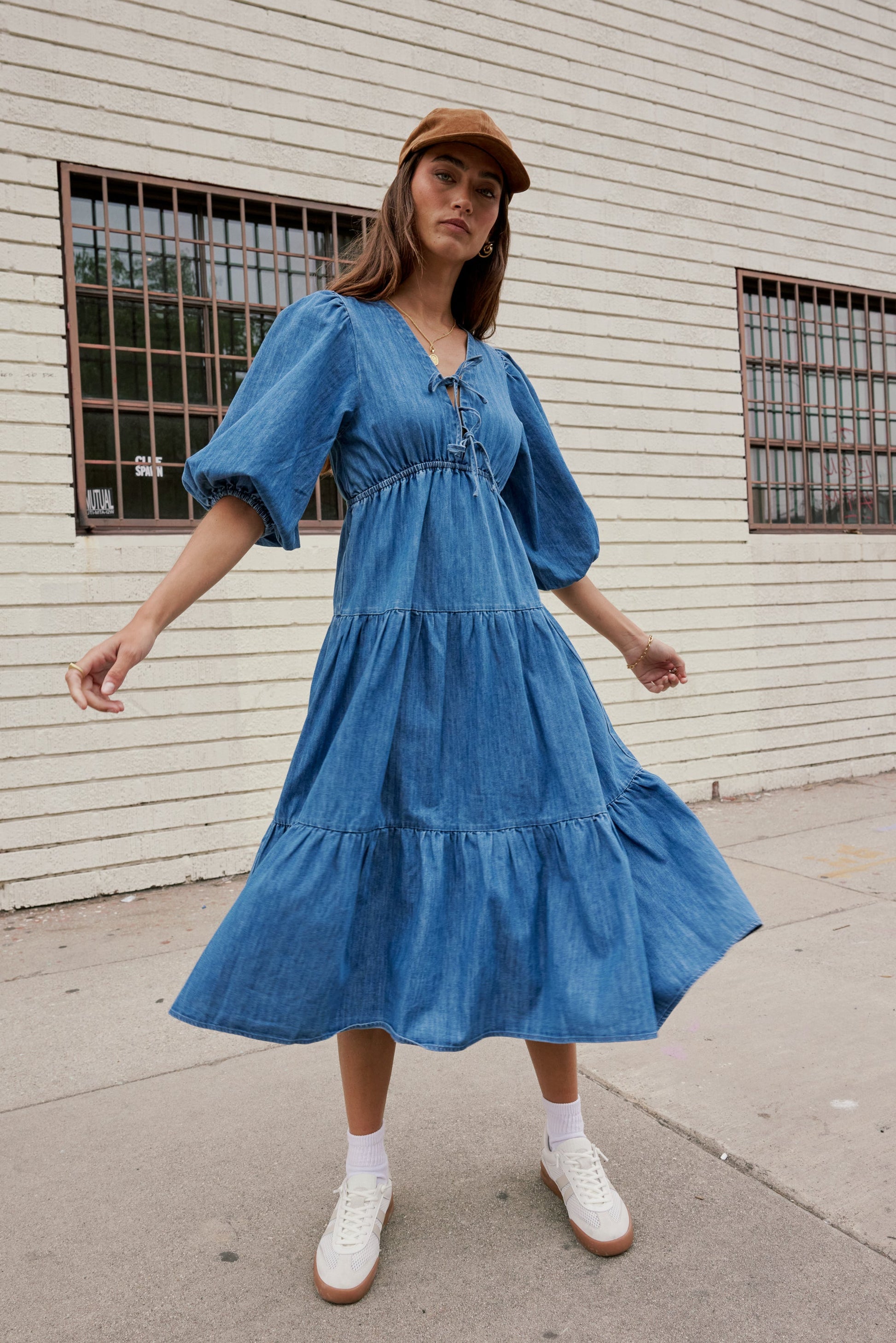 Nadia Midi Dress in Light Wash - FINAL SALE