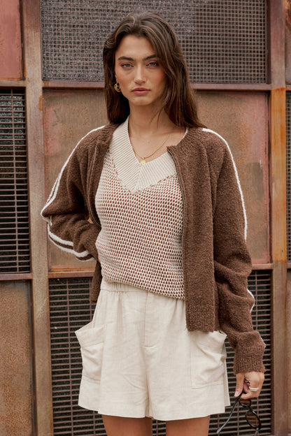 Saige Contrast Sweater in Oatmeal - FINAL SALE