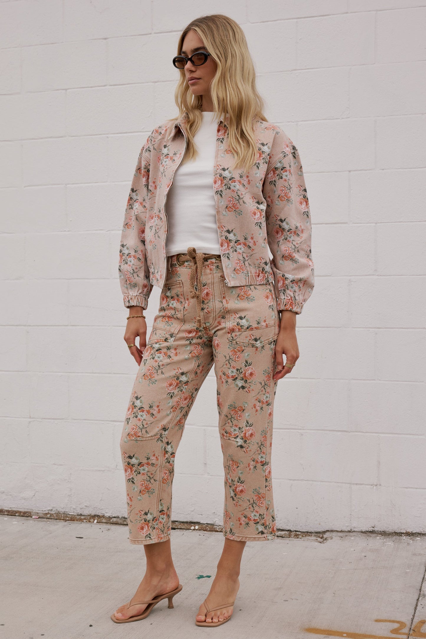 Kellie Floral Barrel Jeans in Vintage Ginger