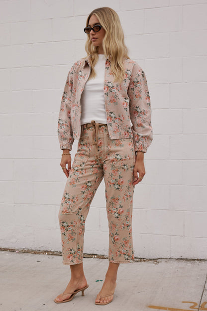 Kellie Floral Barrel Jeans in Vintage Ginger