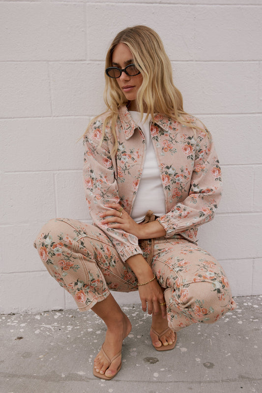 Kellie Floral Bomber Jacket in Vintage Ginger - FINAL SALE