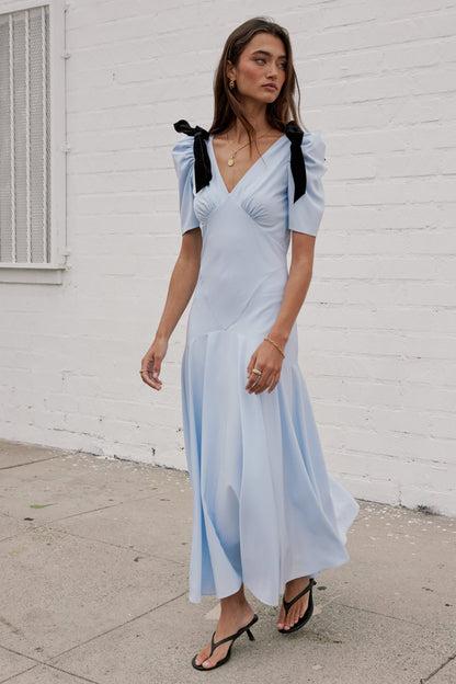 Nellie Drop Waist Maxi Dress in Blue