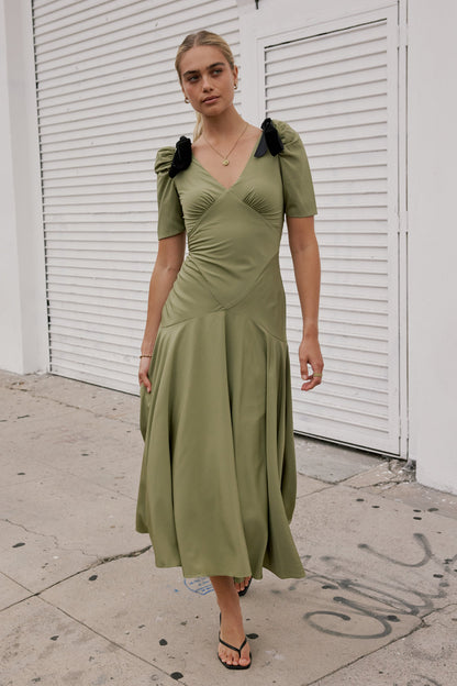 Nellie Drop Waist Maxi Dress in Sage - FINAL SALE