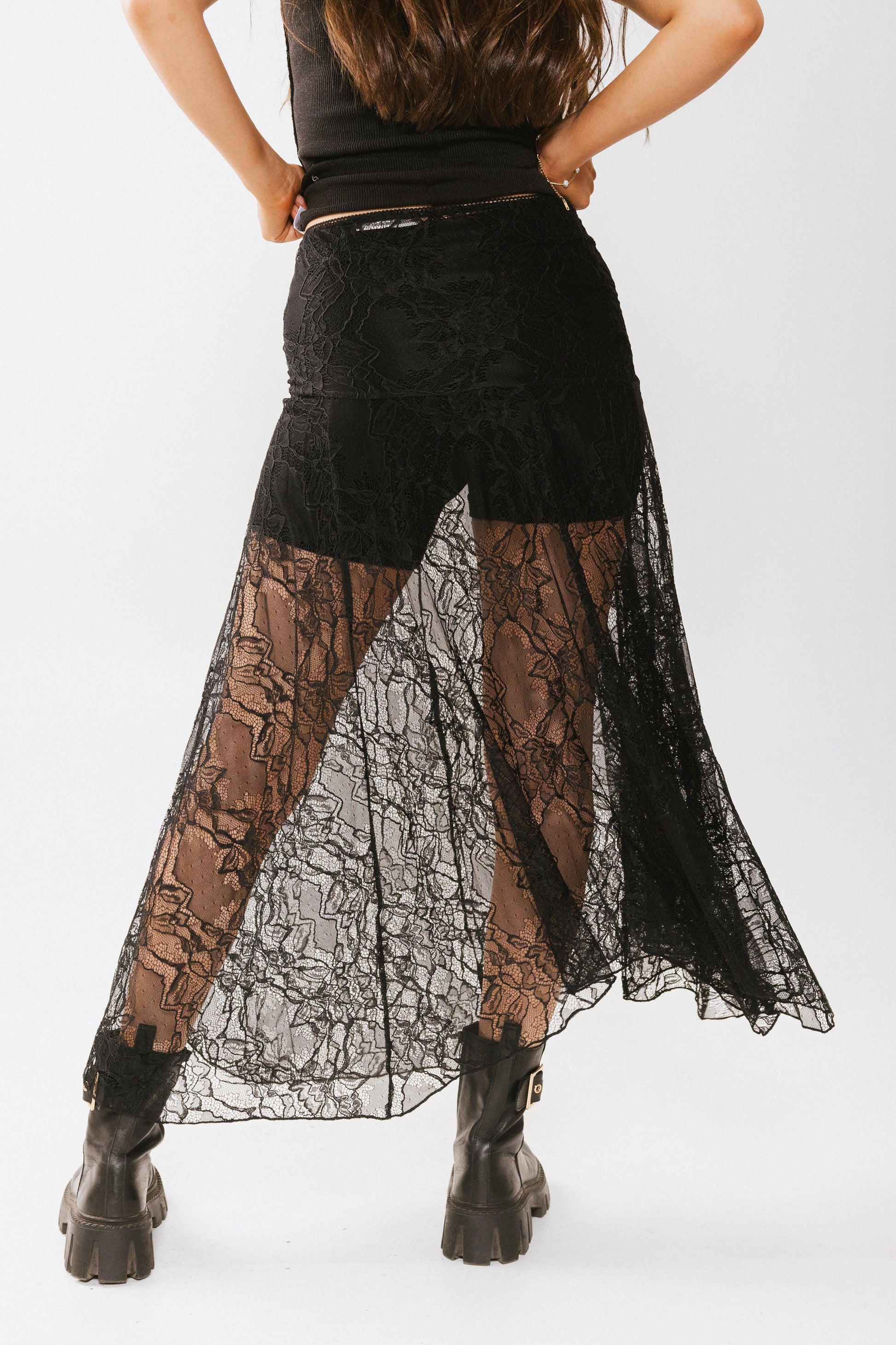 Tatum Lace Maxi Skirt in Black - FINAL SALE