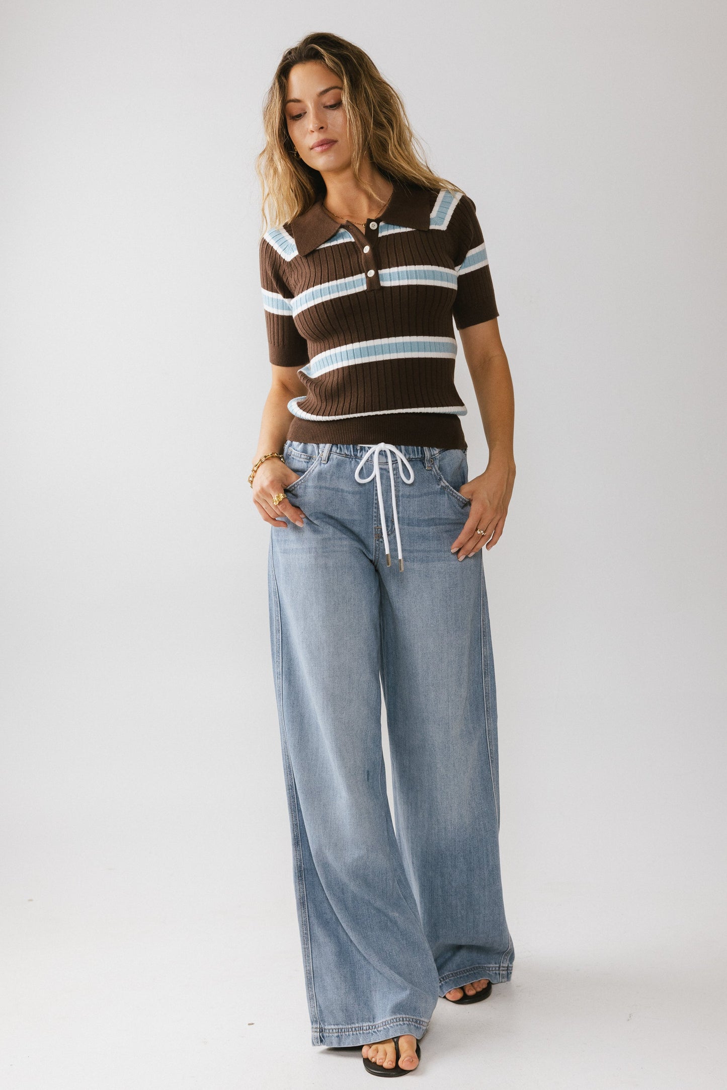 Eva Drawstring Wide Leg Jeans - FINAL SALE