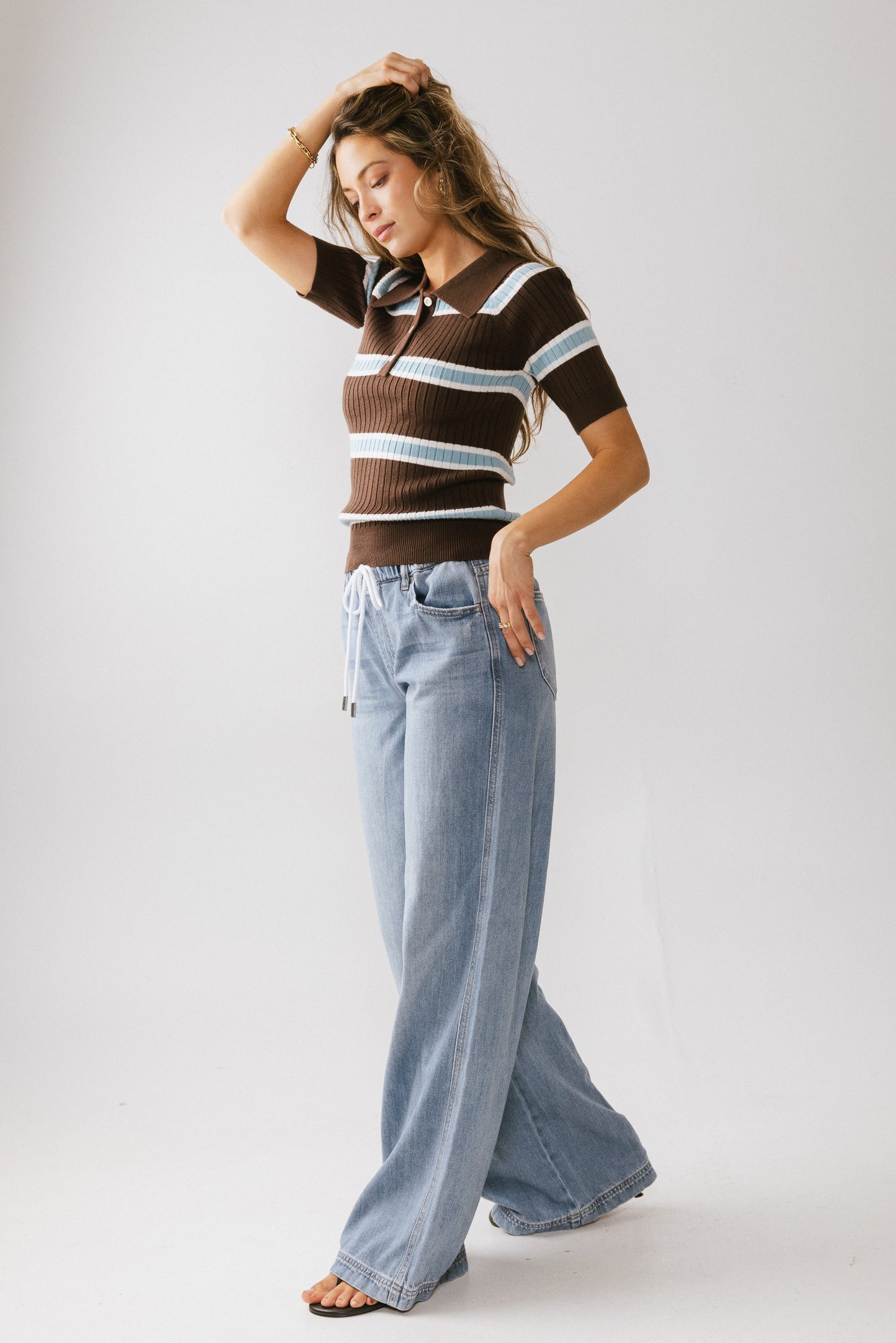 Eva Drawstring Wide Leg Jeans - FINAL SALE