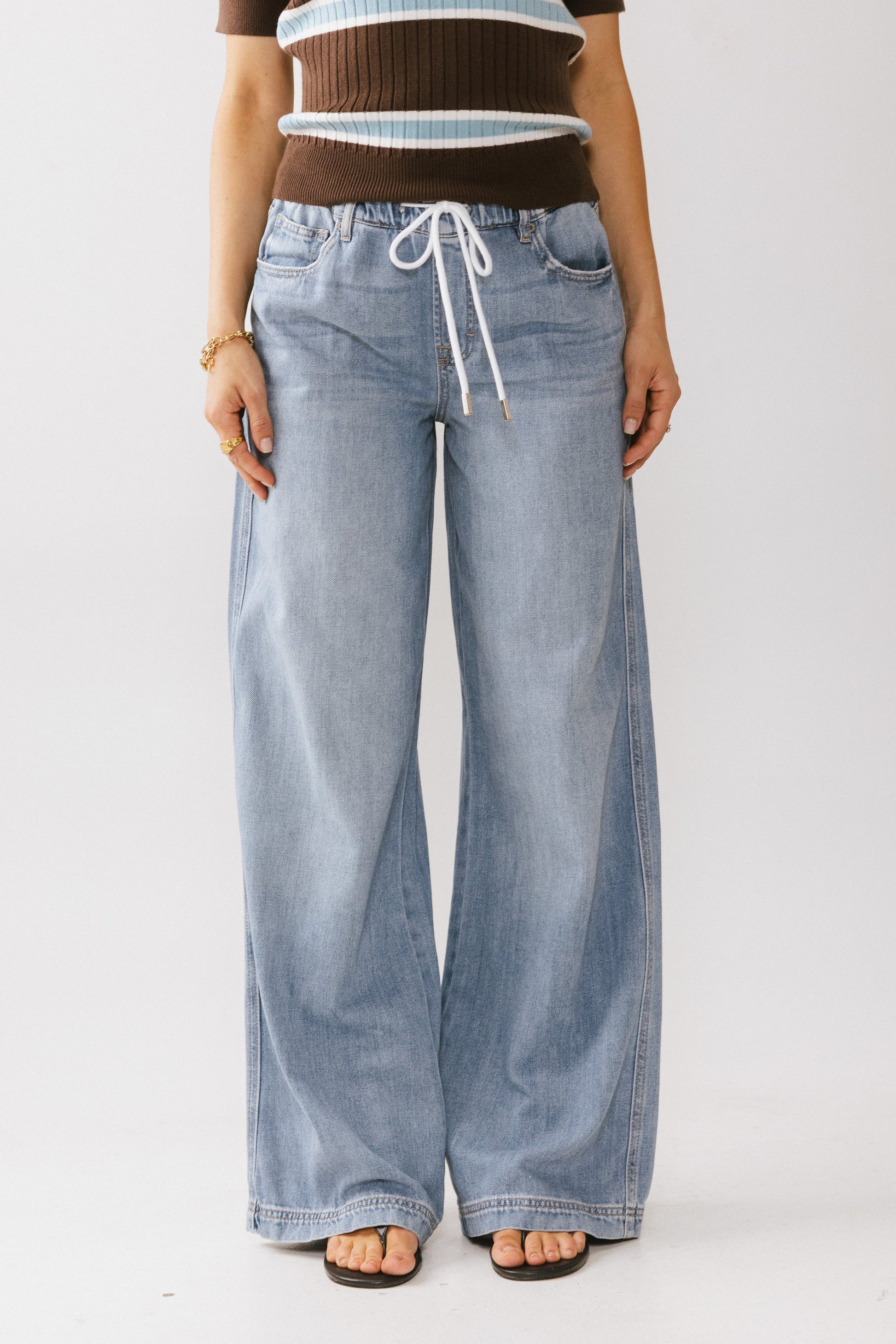 Eva Drawstring Wide Leg Jeans - FINAL SALE