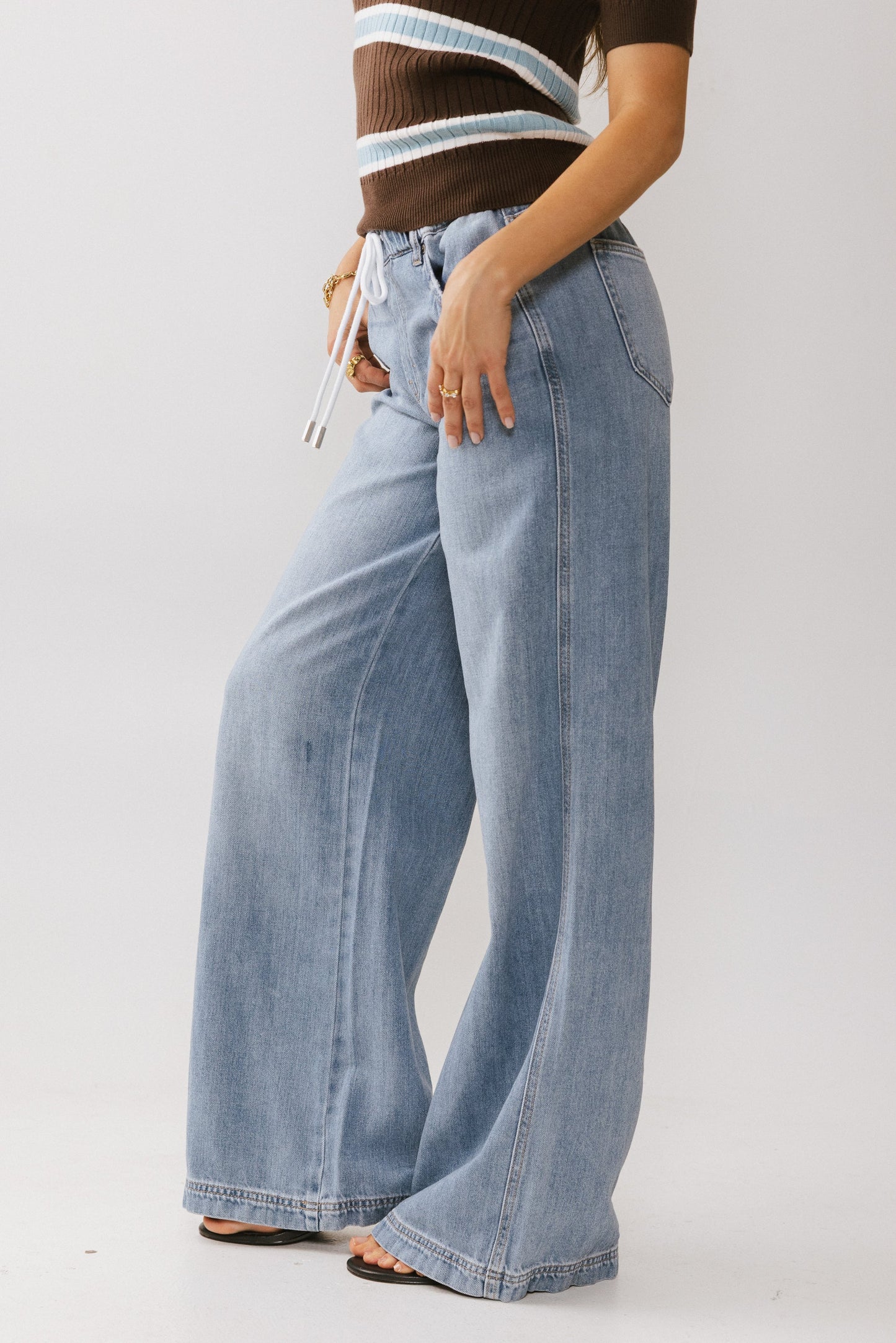Eva Drawstring Wide Leg Jeans - FINAL SALE
