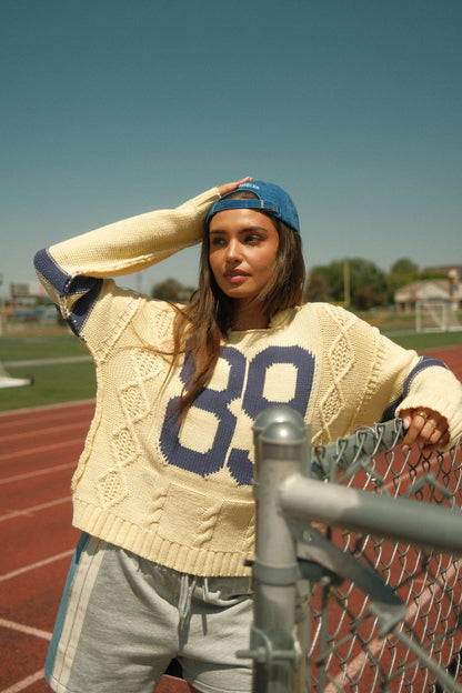 Route Cable Knit Sweater in Yellow - FINAL SALE