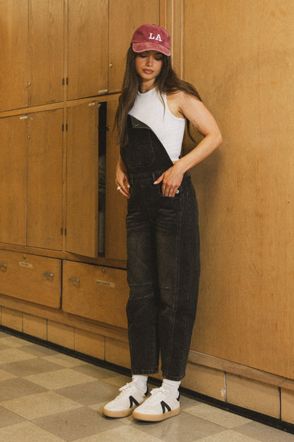 Tansy Denim Overalls in Black - FINAL SALE