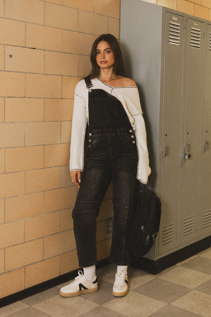 Tansy Denim Overalls in Black - FINAL SALE