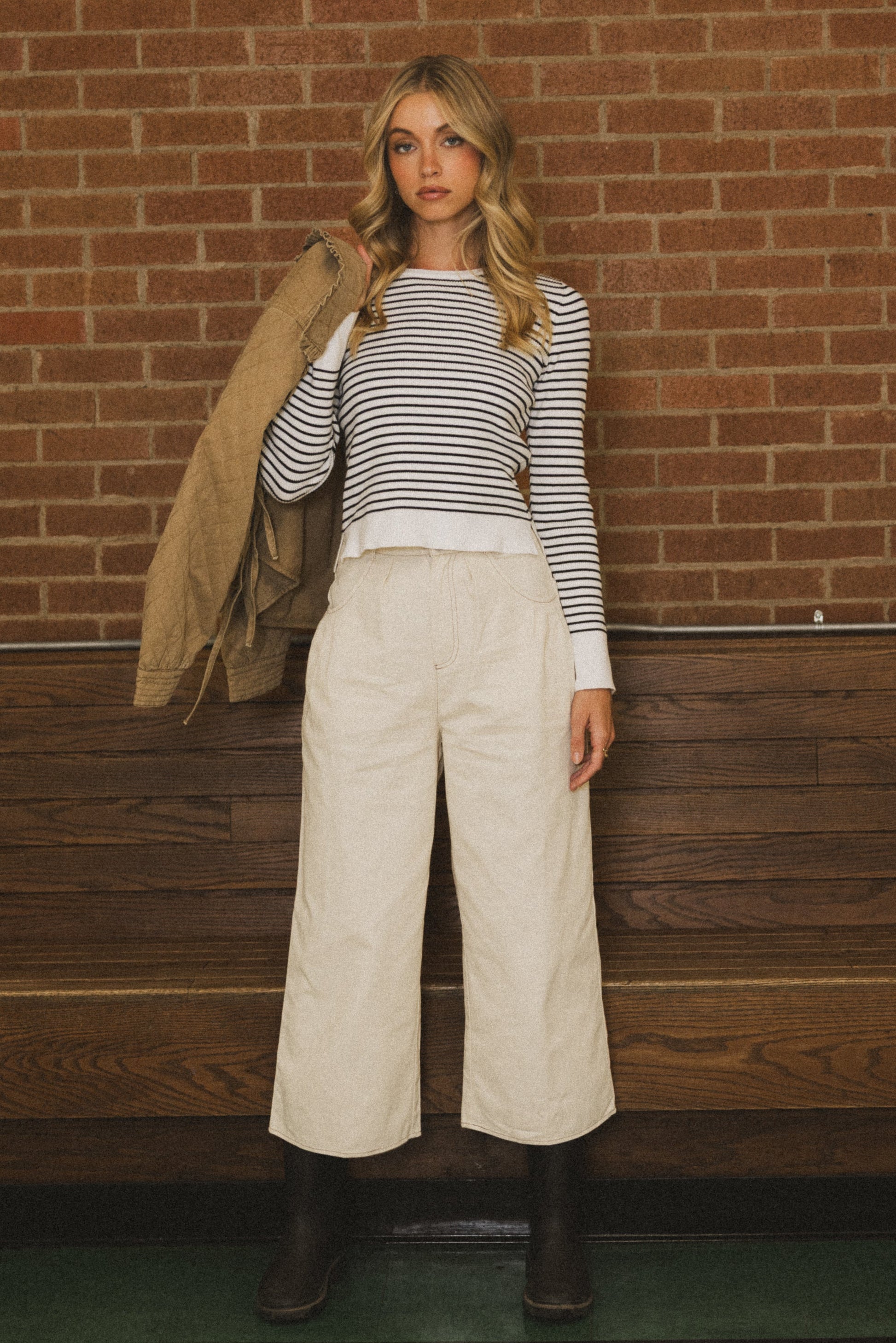 Casey Cropped Wide Leg Pants in Ivory - FINAL SALE